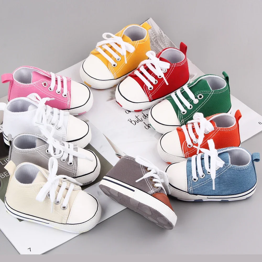2025 Baby Shoes Boys Baby Girls Canvas Classic Casual Sneakers Newborn Star First new Walker Infant Soft Sole Non-Slip Walking Shoes
