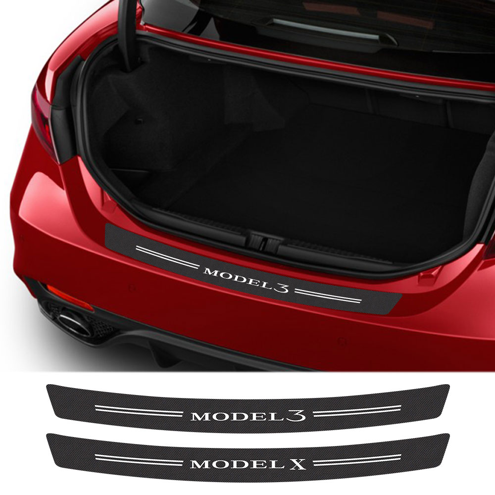 Car Rear Trunk Protective Stickers Rear Bumper Guard Plate Stickers For Tesla Model S 3 Y X 2014-2023 Auto Exterior Accessories