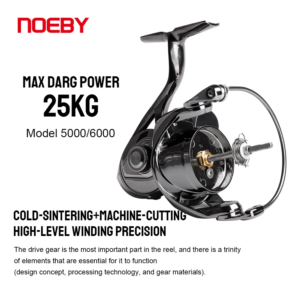 Noeby Spinning Reel 2500 3000 4000 5000 6000 Gear Ratio 5.2:1 Max Drag 10-25kg Surfcasting Long Casting for Sea Fishing Reels