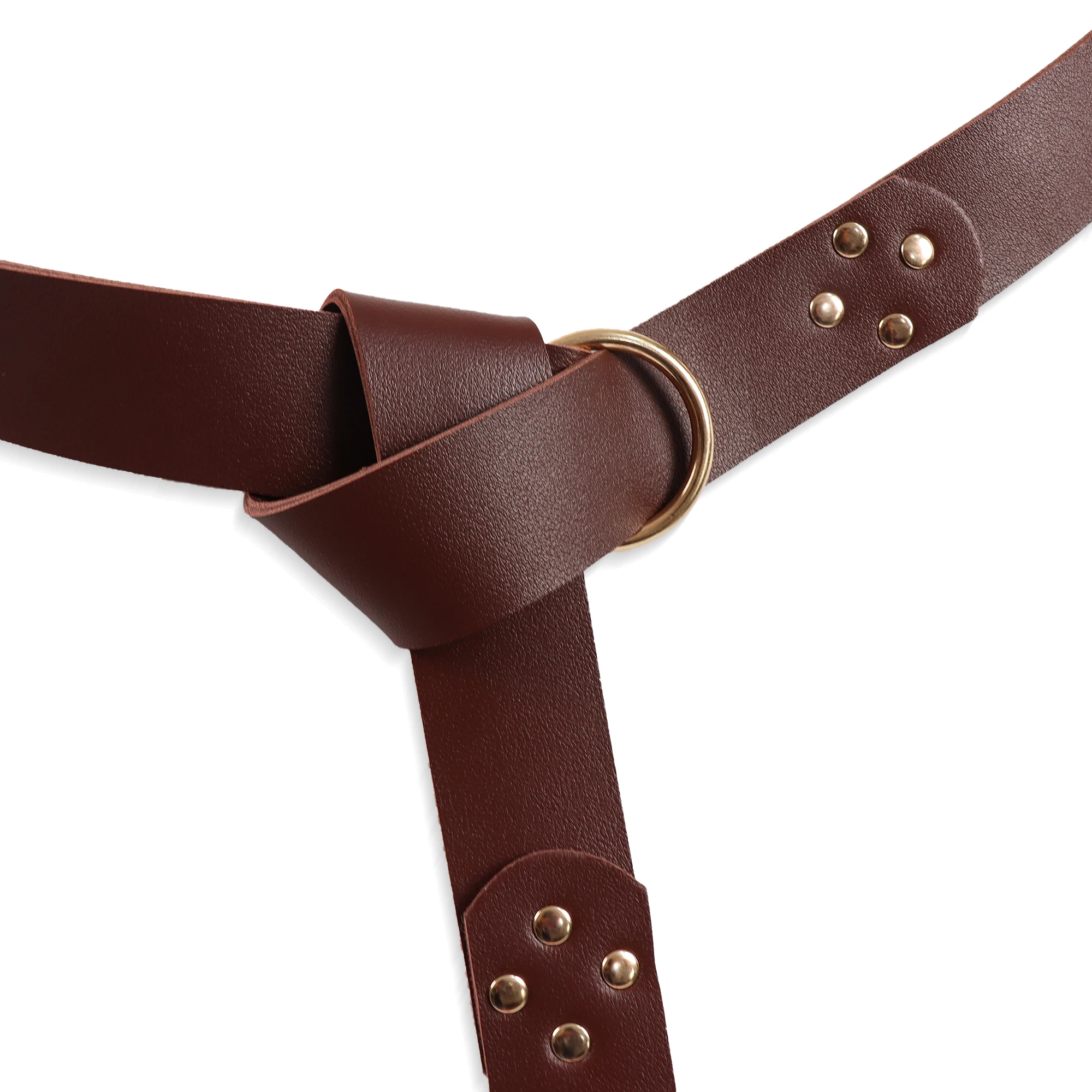 Medieval Belt PU Leather Women Holder Waist Belt Dual Rings Clips Renaissance Adult Accessory Vikings Steampunk Cosplay Costume