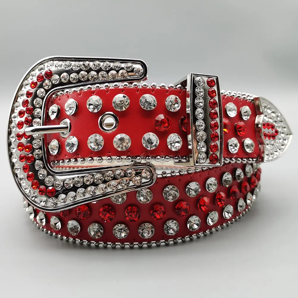 Women's Jeans Rhinestone Belt Y2K Belt Western Denim Shiny Rivet Design Pu Leather Artificial Diamond Belt Punk Rock Men's Belt