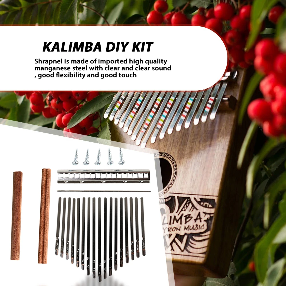 17-Key Kalimba DIY Set Durable Thumb Piano Steel Key Wood Bridge Shrapnel Lettering Keyboard Musical Instrument Accessories