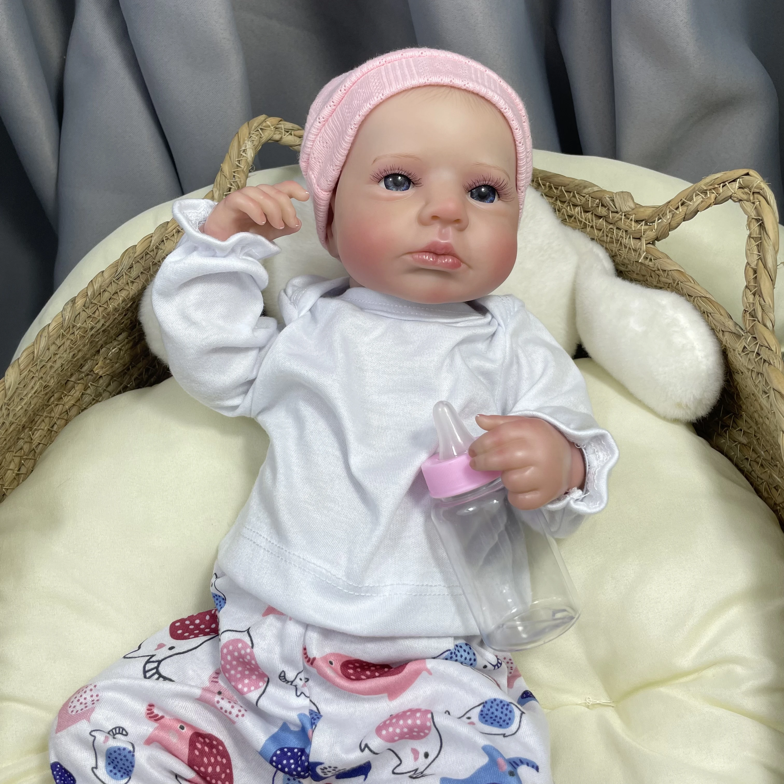 50CM Finished Reborn Baby Dolls LouLou Twins Girl Lifelike Silicone Vinyl Newborn 3D Skin DIY Toy Christmas Gift For Kids