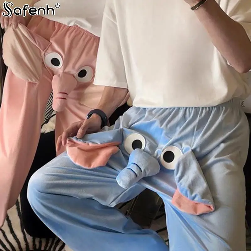 Women Pants Autumn Winter Funny And Cute Couple Pajama Pants With A Ringing Elephant Trunk S,M,L,XL anime streetwear pantalon