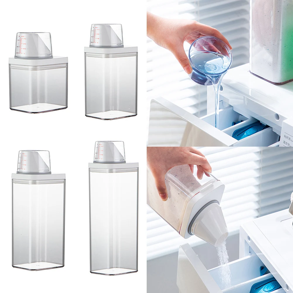 1Pcs Refillable Laundry Detergent Dispenser Empty Tank 700ml/1100ml/1500ml/1900ml For Powder Softener Bleach Storage Container