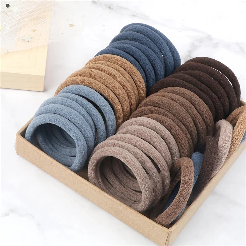 4cm Children 50PCS Headband High Elastic Solid Color Scrunchies Kids Baby Hair Bands Headwear Hair Accessories Gifts Holder smile