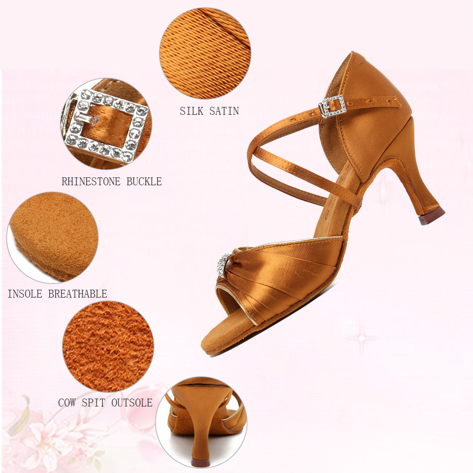 New Women Ballroom Latin Dance Shoes Heeled Tango Latin Salsa Dancing Shoes For Women Hot Sales Soft bottom dance shoes