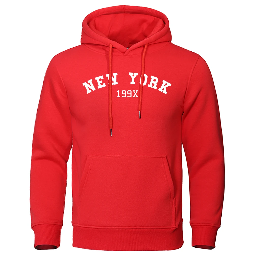 New York 199X Personality Letter Print Hoody Man Creativity Crewneck Clothes Loose Oversize Hoodie Casual Pocket Mans Tracksuit