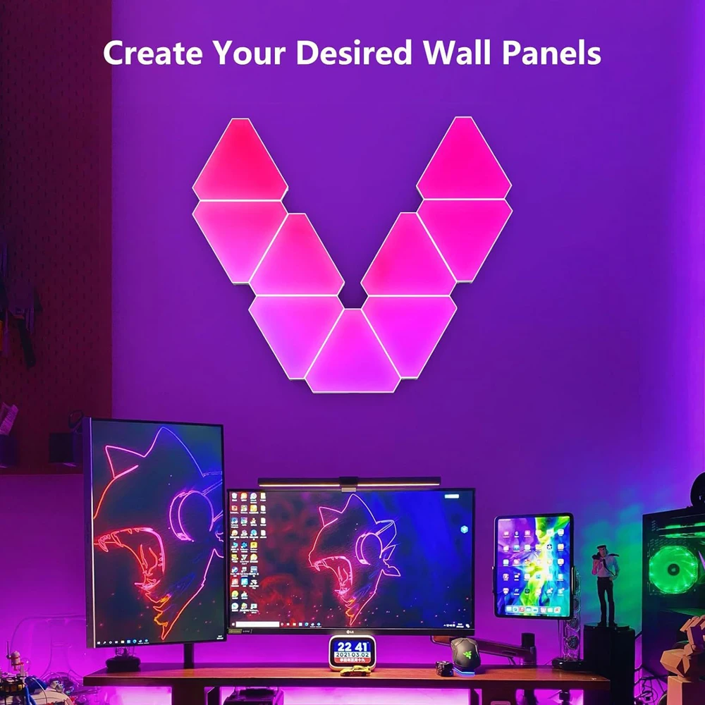 RGBIC Triangle Wall Light LED Pickup Quantum Lamp DIY 5V Music Sync Tuya Wifi Bluetooth Control Support Alexa Google Home