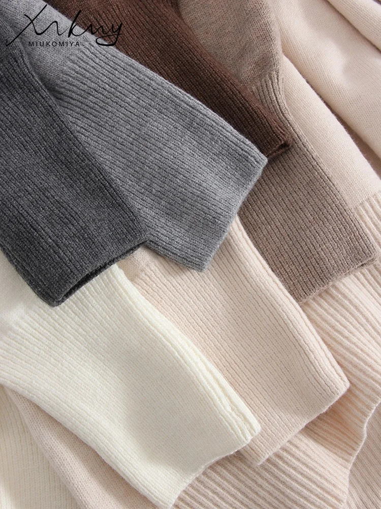 Winter Warm Thick Knit 2025 Sweater Women Turtleneck Pullovers Oversize White Tops Solid Thicken Loose Brown Sweaters For new Women 2023