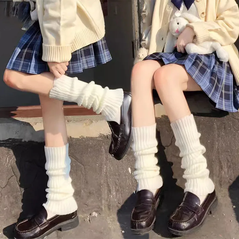 cm Haruku Y K Knitted Socks Spicy Subculture Leg Warmers College Style Autumn Winter Sets Pile Up Stockings Mid Tube 5