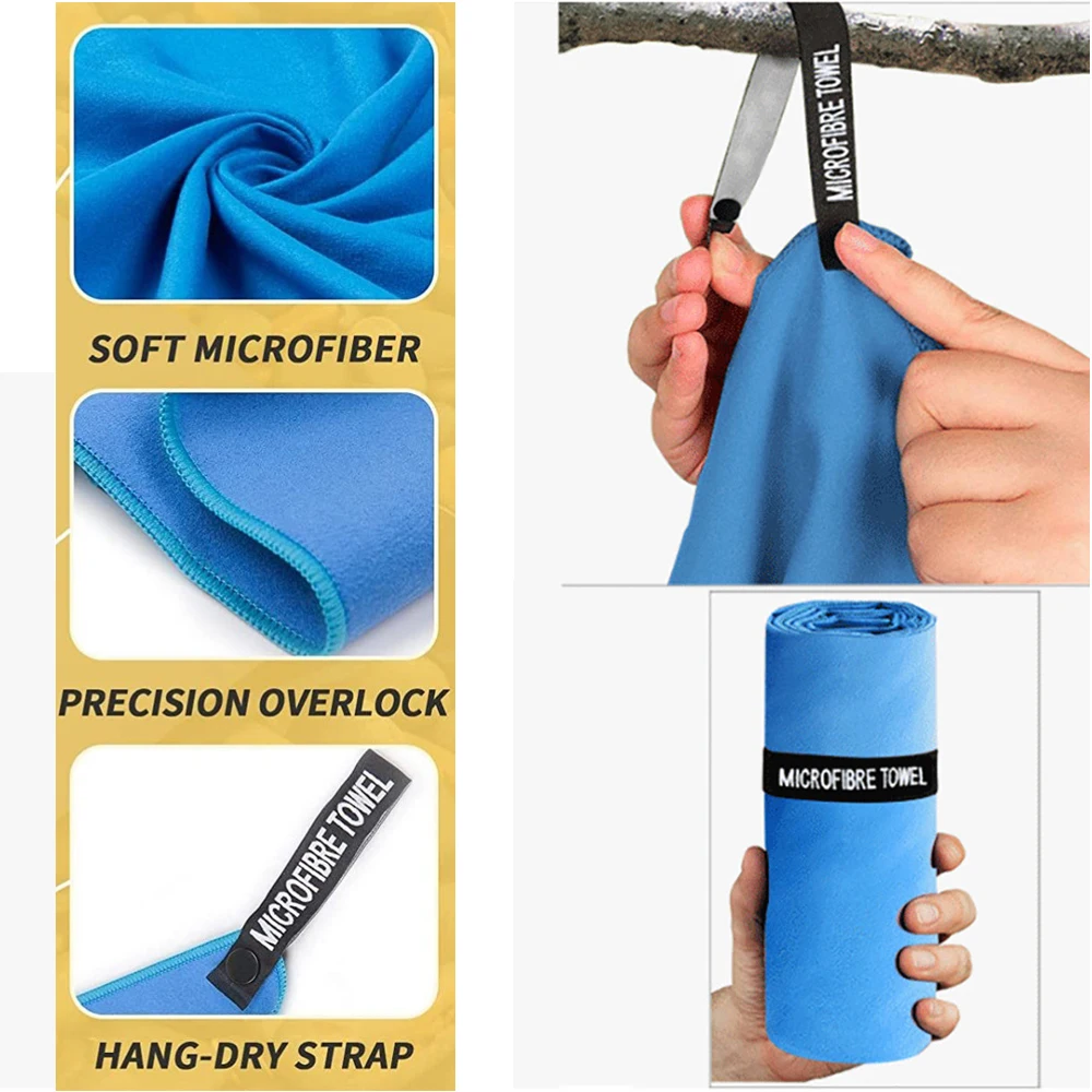 Quick Drying Sport Towel Super Absorbent Bath Beach Towel Travel Portable Gym Towel For Swimming Running Yoga Microfiber Towel
