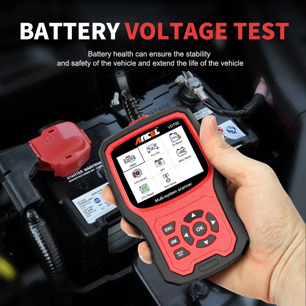 Ancel VD700 OBD 2025 Code Reader OBD2 All System Diagnostic new Tool Airbag ABS Oil TPMS TPMS Reset Auto Automotive Scanner