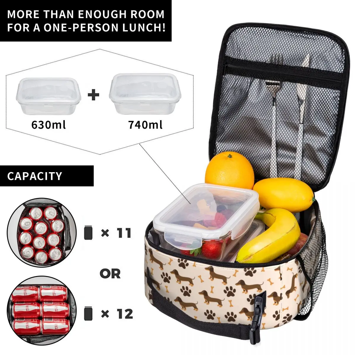 Dachshund Sausage Dog Resuable Lunch Box Women 2025 Puppy Lovers Thermal Cooler Food Insulated Lunch Bag School new Children Student