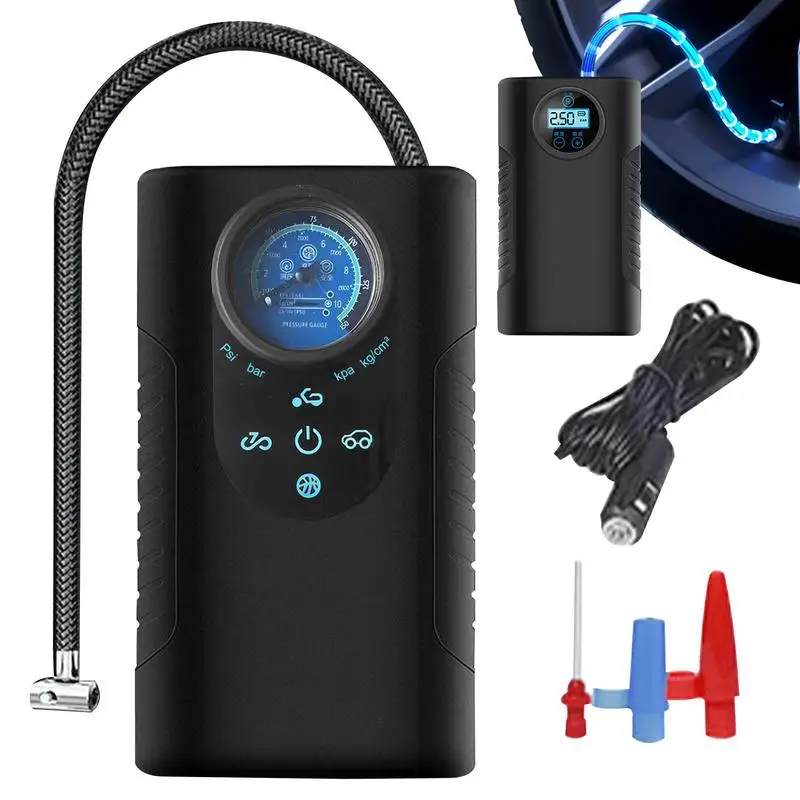 Portable Car Air Pump Auto Inflatable Electric Digital Wheel Pump With Led Light Car Tyre Inflator For Car Bicycle Balls