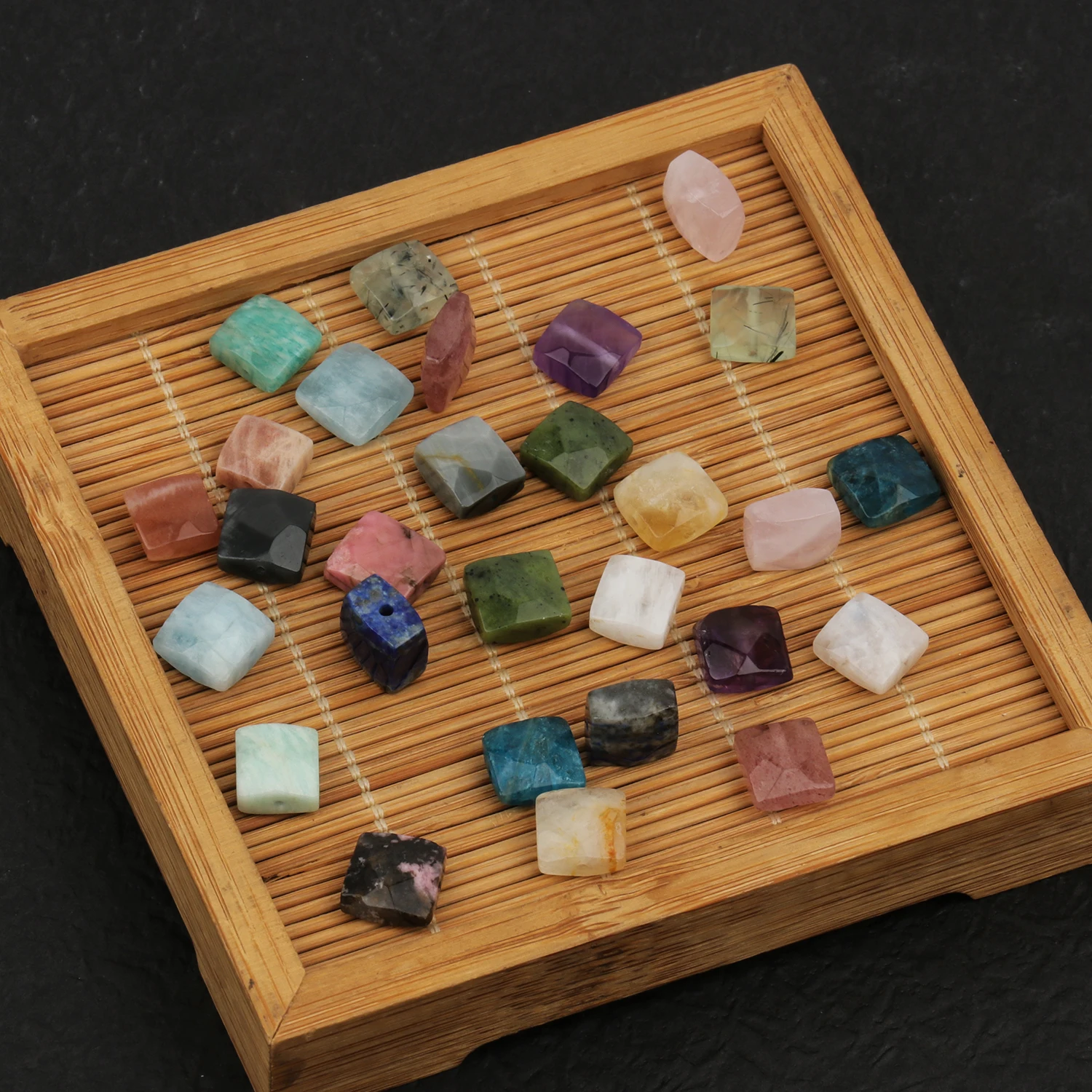 10pcs Faceted Square Amethyst Bead Natural Stone Amazonite Citrine Apatite Loose Beads for Jewelry Making DIY Charms Bracelets
