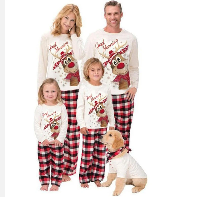 2024 Christmas Pajamas Outfits Family Mother Father Kids Matching Clothes Look Mommy And Me New Year's Costumes Pyjamas Deer