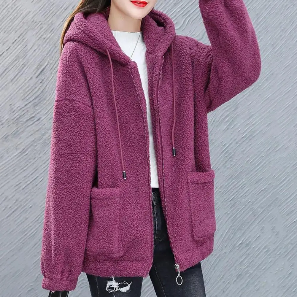 Trendy Lady Winter Coat Solid Color Drawstring Fleece 2025 Wear-resistant Women Jacket new Women Jacket Winter Coat
