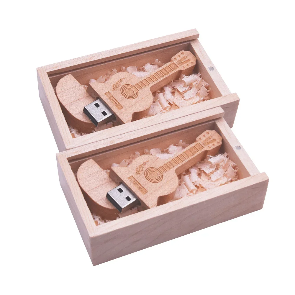 20pcs/lot wooden Guitar new usb flash drive free music gifts pendrive 4GB 8GB 2025 16GB 32GB cle usb 64GB 128GB usb disk usb stick