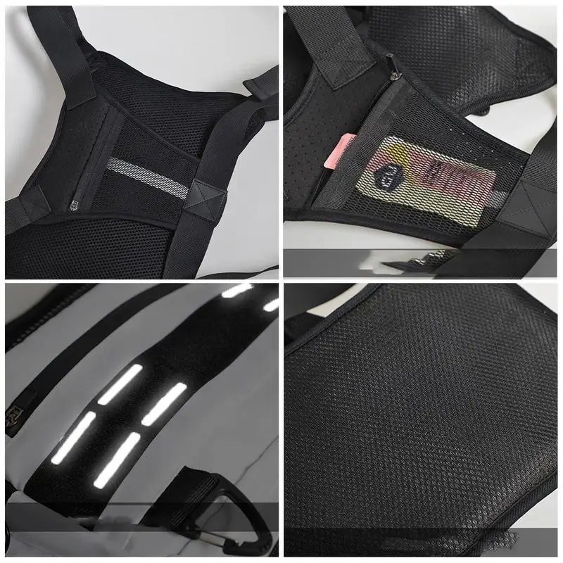 Running Chest Bag Waterproof Lightweight Front Chest Pack Reflective Sport Running Vest Bag With Built-In Phone Holder