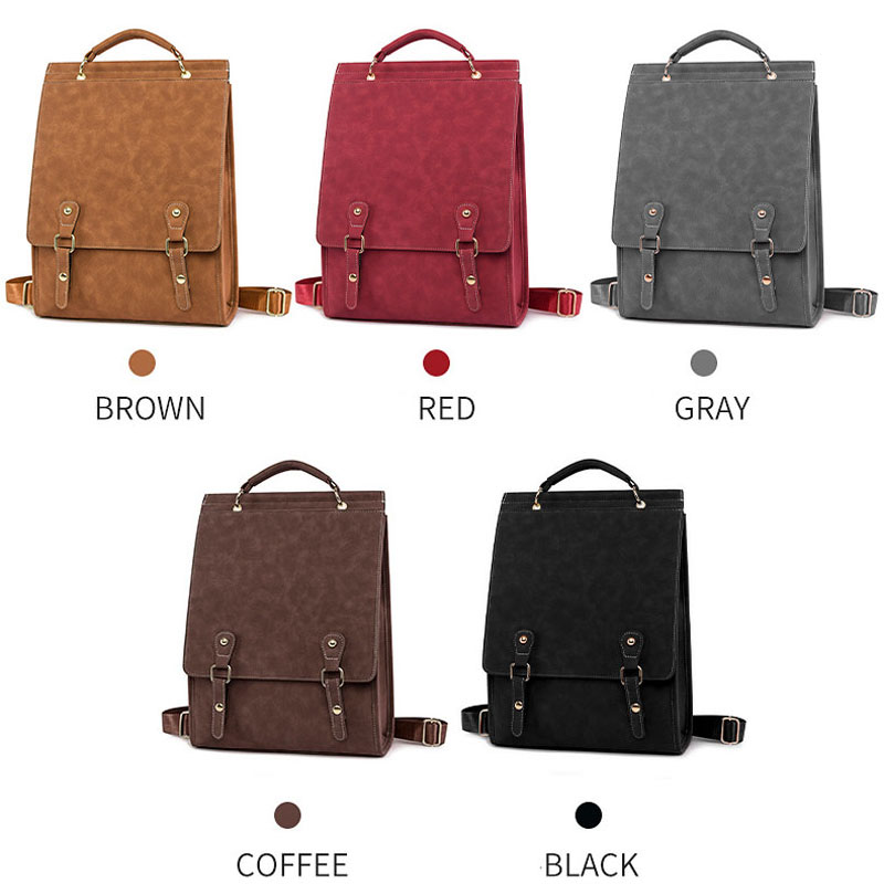 vintage pu leather women backpack Female 2023 New Joker Korean school bag for ladies university students