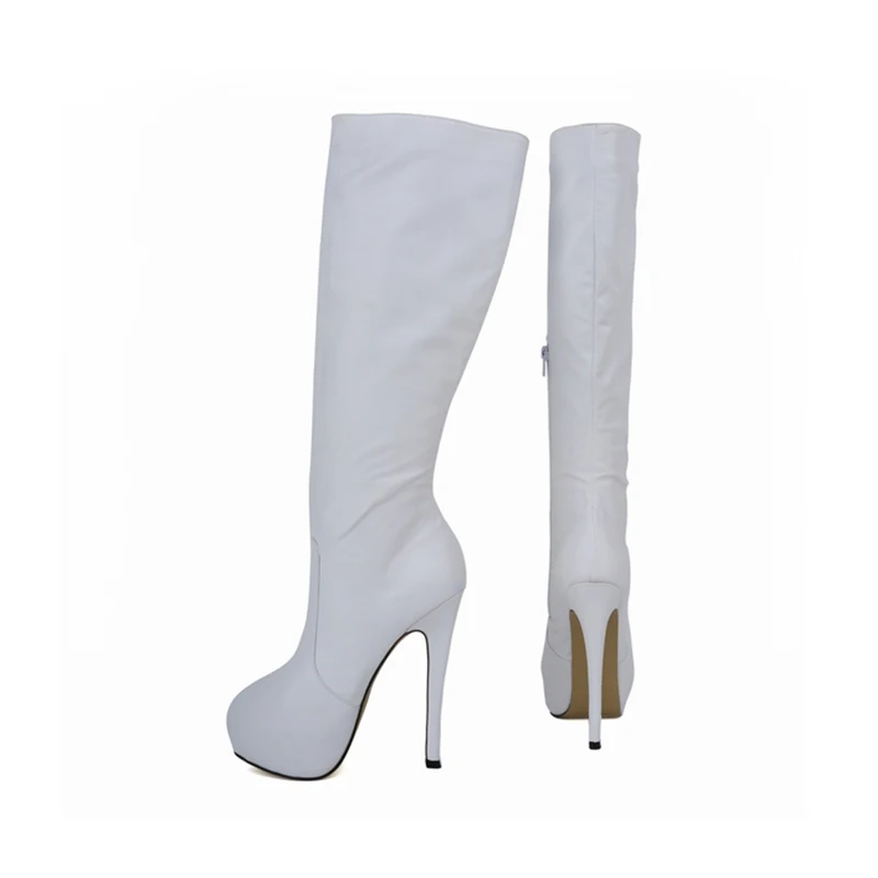 Women Boots Sexy 14cm Super High Matte Leather Round Toe High Heels Autumn Winter Over Knee Long Boots Red Women Shoes Plus Size