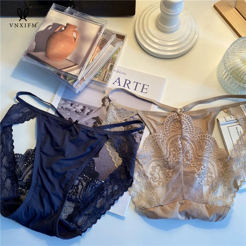 2024 French Style Super 2025 Hot Underwear Hollow Low Waist High Split Thin Strap Lace Briefs Women's Bow Satin new ing Underwear