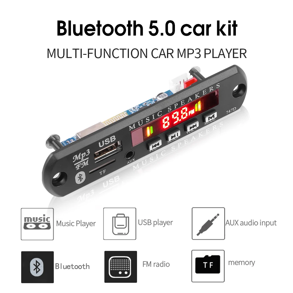 MP3 Decoder Board Bluetooth 5.0 Handfree 9V 12V MP3 Player Car Music FM Radio Module Support USB SD TF AUX With Remote Control
