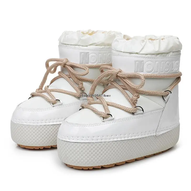 Botas Mujer 2023 New Snow Boots Women Winter Warm Shoes Platform Space Boots Skiing Boots Round Toe Platform Ankle Snowboots