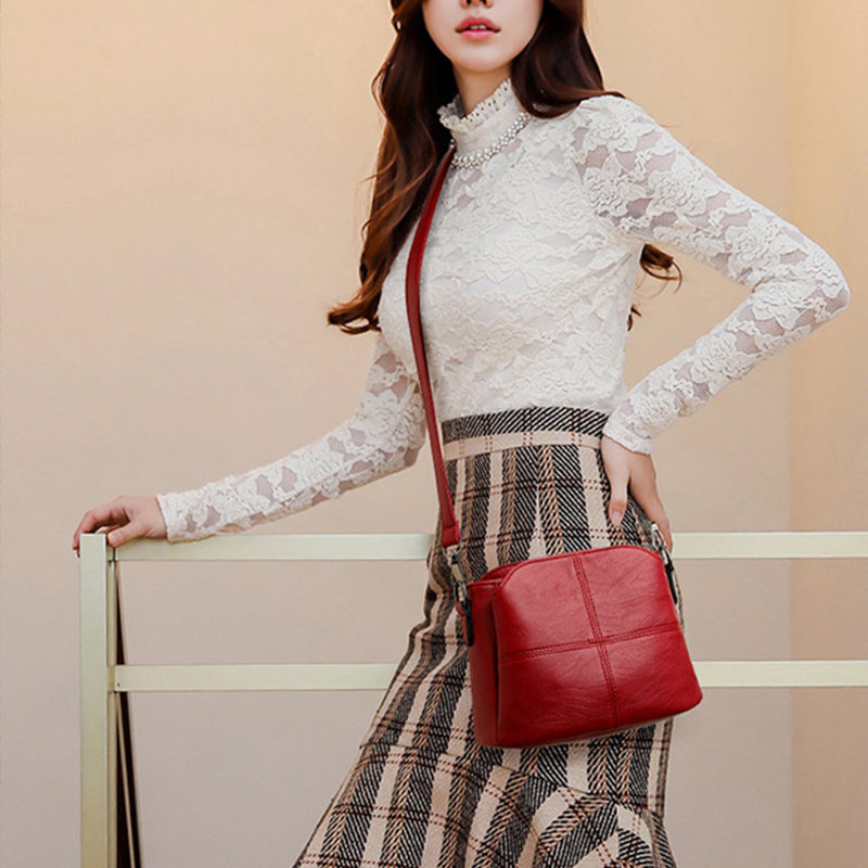 Vintage Women's Soft PU Leather Shoulder Bag Square Solid Color Crossbody Middle Aged Female New Large Lady Messenger Bags