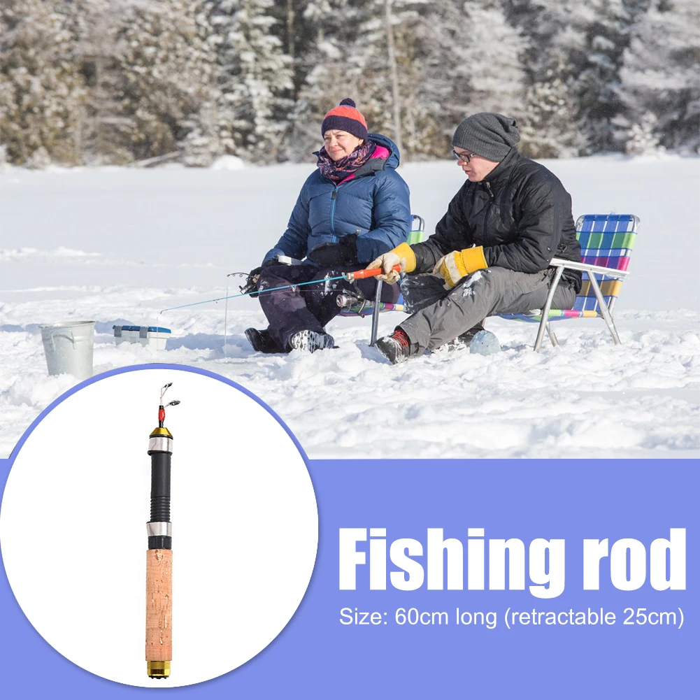 Winter Ice Telescopic Shrimp Fishing Rod Spinning Casting 3 Sections Fishing Pole 60cm Portable Durable Fishing Tackle smile