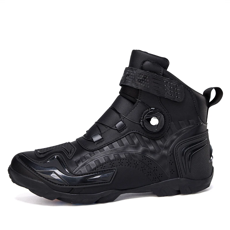 Men Motorcycle Boots Big Size 47 48 Riding Racing Motor Shoes Microfiber Leather Quick Lacing Botas Moto Hombre