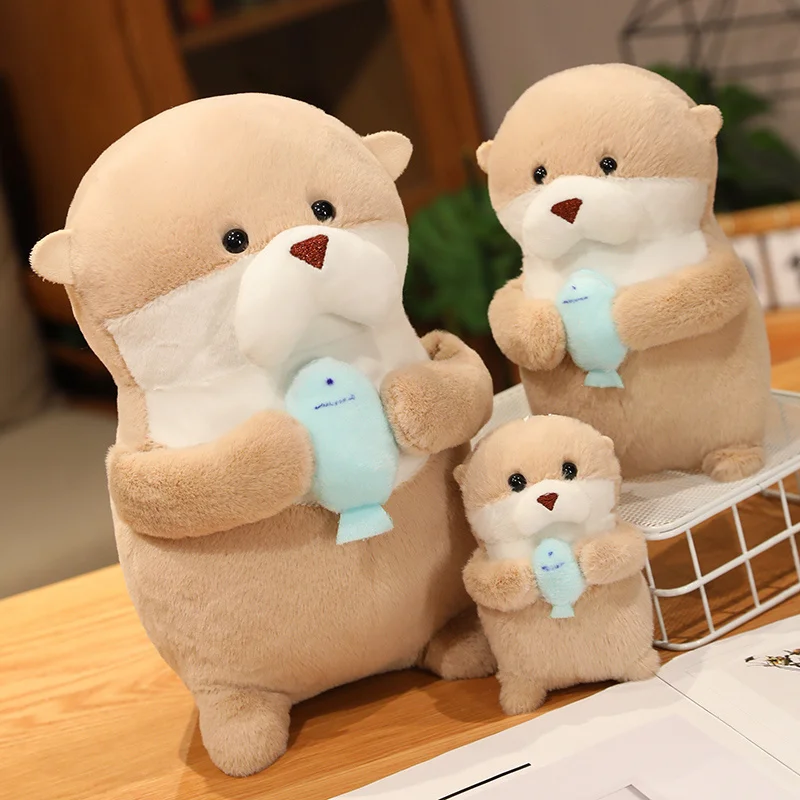 Pray for Blessings Otter Plush Toy Stuffed Lifelike Animals Hug Fish 2025 Food new Kawaii Otters Plushie Doll for Kids Birthday Gift Boy