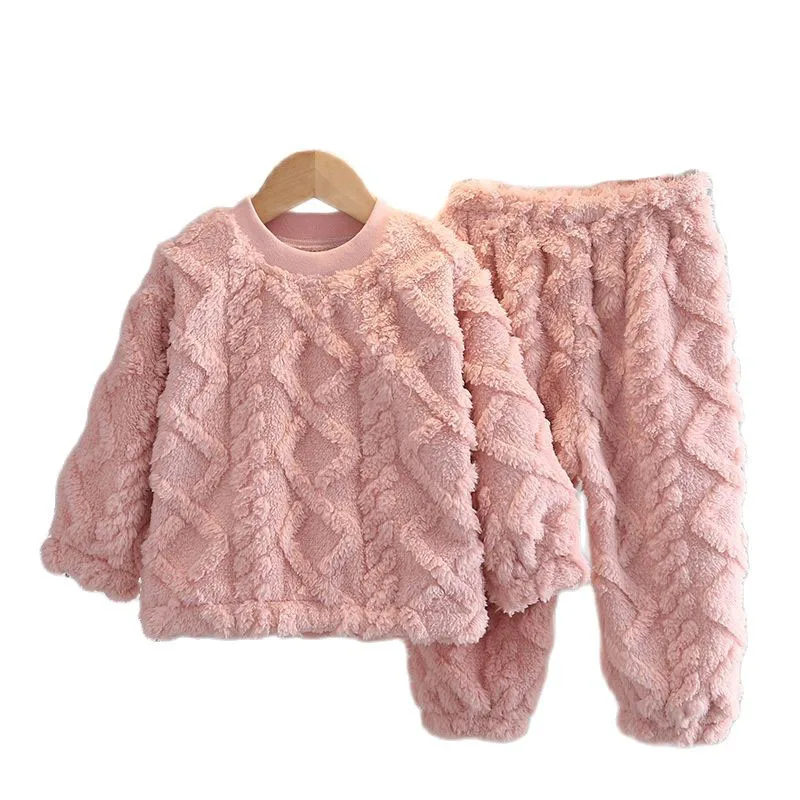 Flannel Pajamas Set New Winter Warm Homewear for Children Thicken Coral Fleece Clothing Suit Christmas Girls Boy Pijama 0-6Y