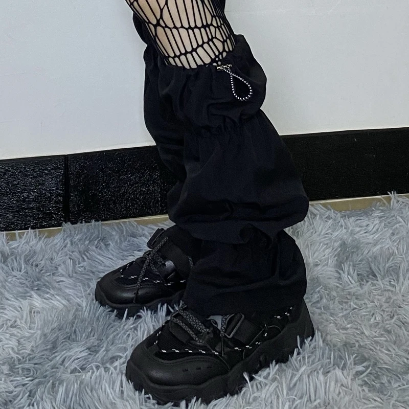 Women 2025 Dark Gothic Black new Leg Warmer Japanese Ninja Haruku Punk Long Sock Drawstring Calf Length Foot Cover Cool Streetwear 2023