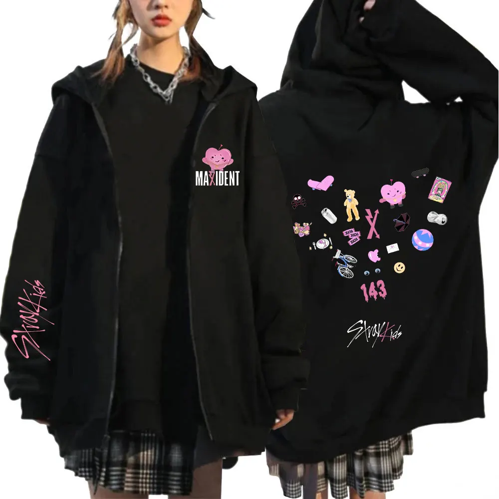 Stray Kids Hoodie Kpop Korea Style Sweatshirts Y2k Clothes Fleece Zipper Jackets Unisex Casual Oversized Long Sleeve Streetwear