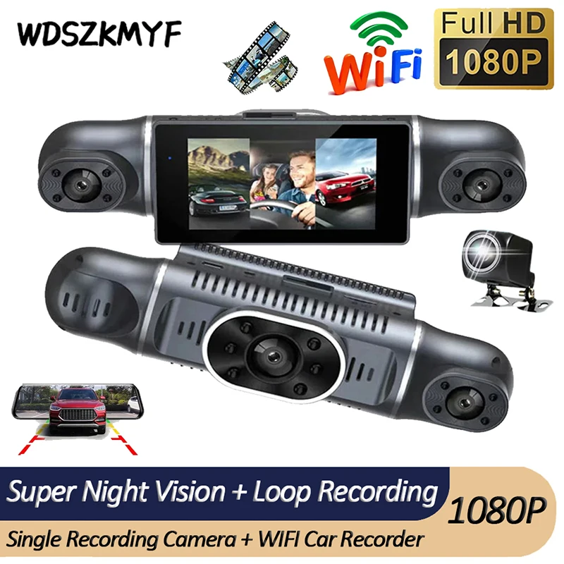 Car DVR 4 Lens HD 1080P 3.0 Inches Dash Cam WIFI Car Video Recorder Dash Cam 24H-Video Parking Monitor Black Box Car Assecories