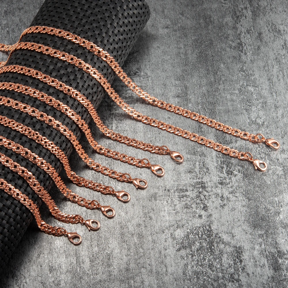 Vinterly Cuban Chain Pure Copper Bracelets for Men Women Adjustable Lobster Clasp Punk Anti-scratch 7-10.5 Inch Jewelry Charm