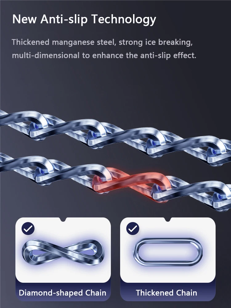 2Pcs Upgraded Manganese Steel Anti-skid Full Encirclement Snow Chain Car Winter Tyre Chains for Truck SUV Tire Accessories