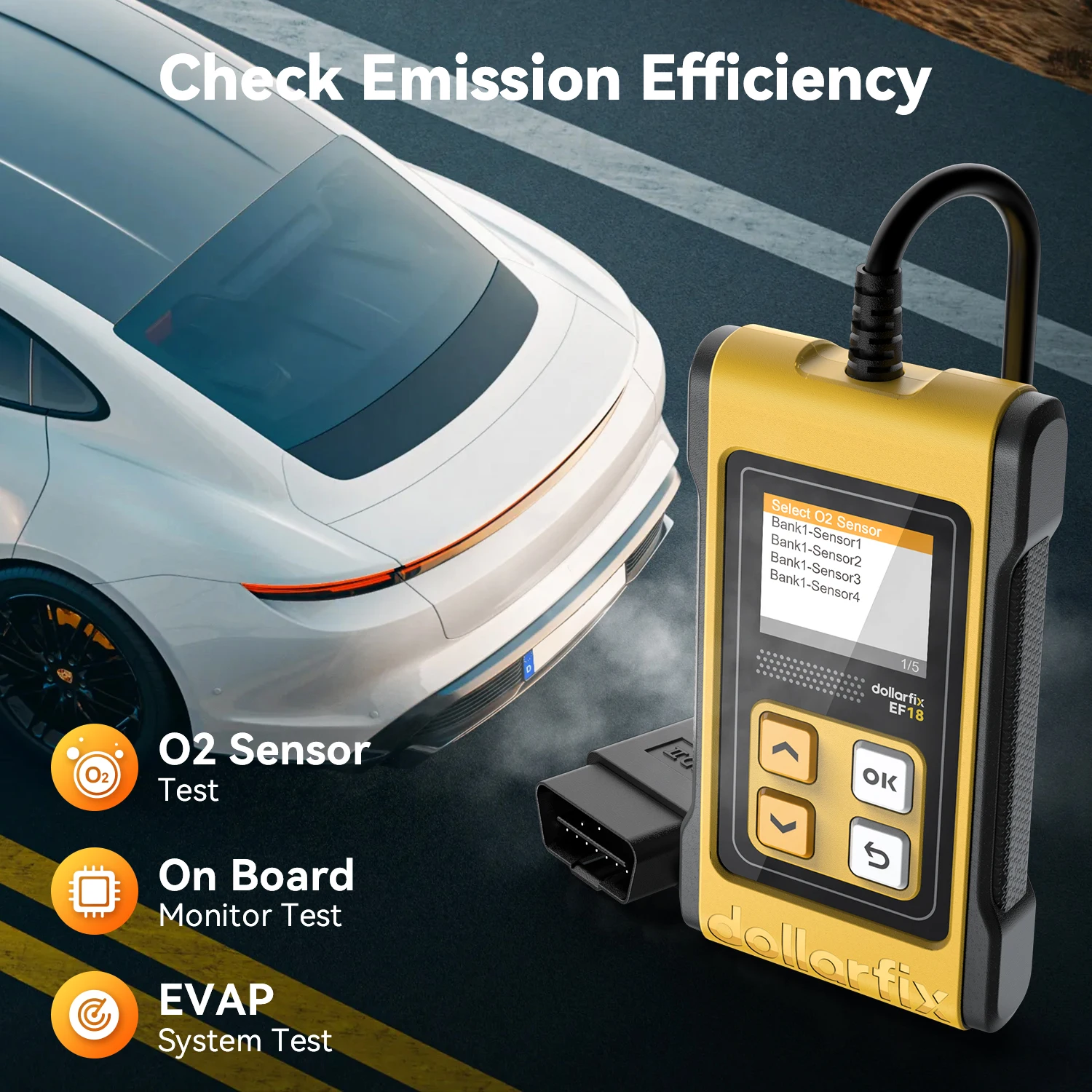 DollarFix EF18 OBD2 Scanner Automotive Car Diagnostic Tool ODB2 Code Reader Erase Error Codes O2 Sensor Readings OBD 2 Scanner