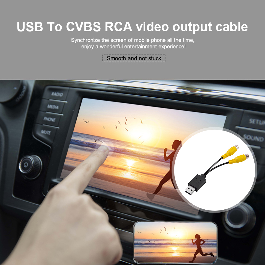 USB to Cvbs Video output Adapter to RCA interface Cable usb input 2 port vedio outbut to Car Radio Accessories Android TV Player