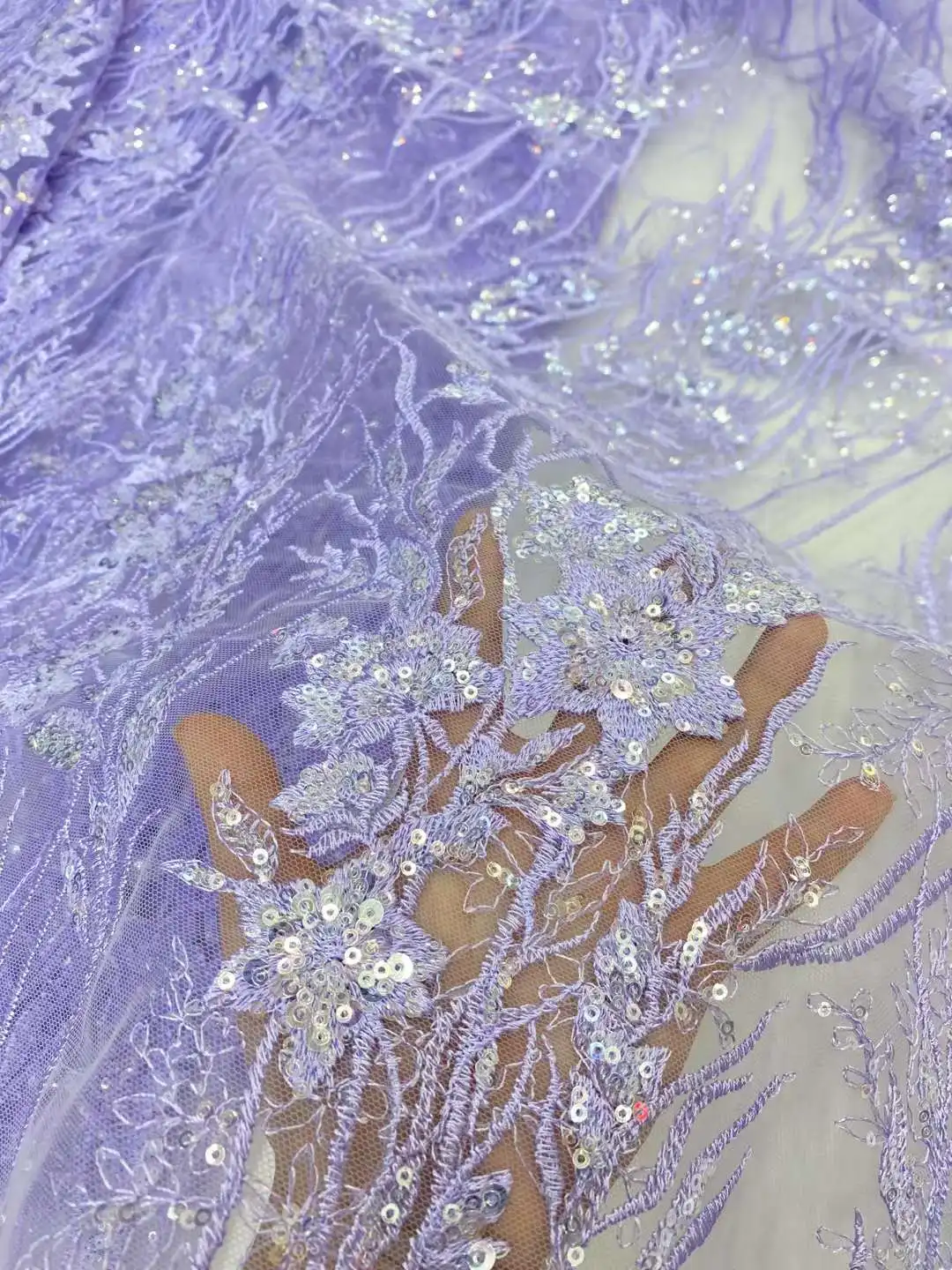 Sequins African Fabric Lace 2024 High Quality Lace Material French Nigerian Lace Fabrics For Women Material Party Wedding Dress smile