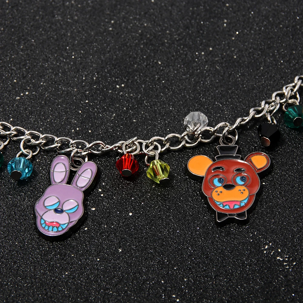 Anime Game FNAF Figures Freddy Charms Bracelet Foxy Bonnie Figure Pendant Bangles Bracelets For Women Men Jewelry Collection