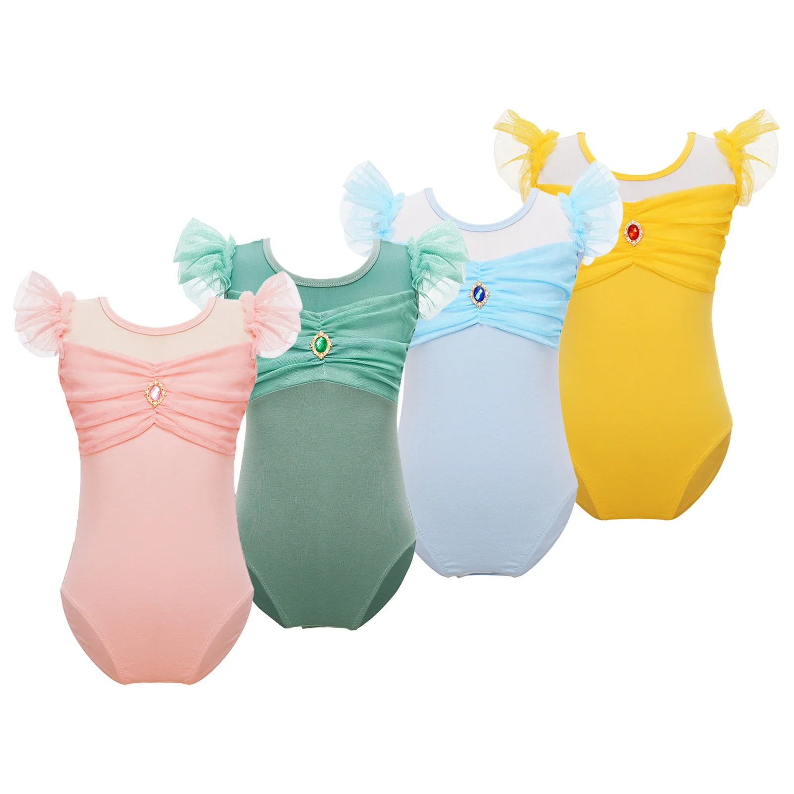 Girls Athletic Activewear Rhythmic Gymnastics Jumpsuit One-piece Ballet Dance Training Leotard Kids Cutout Back Dancewear Tops