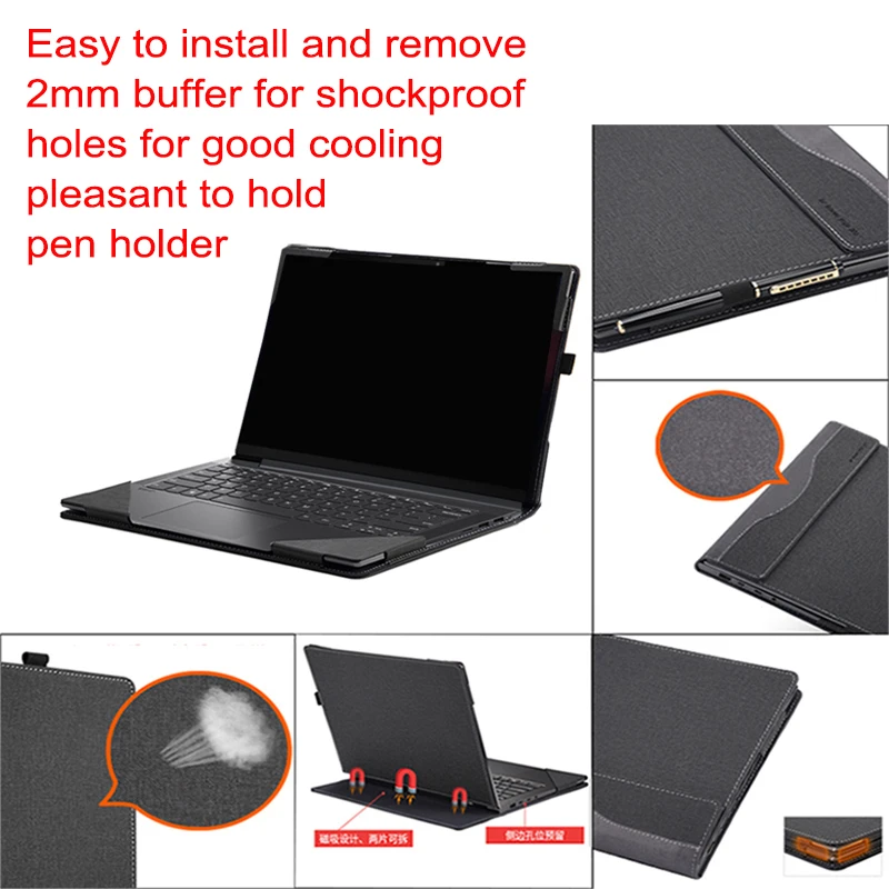 Detachable Case For Dell Latitude 5430 5420 5431 5421 7430 7420 Laptop Notebook Sleeve 14 Pu Cover Bag Protective Skin Stylus