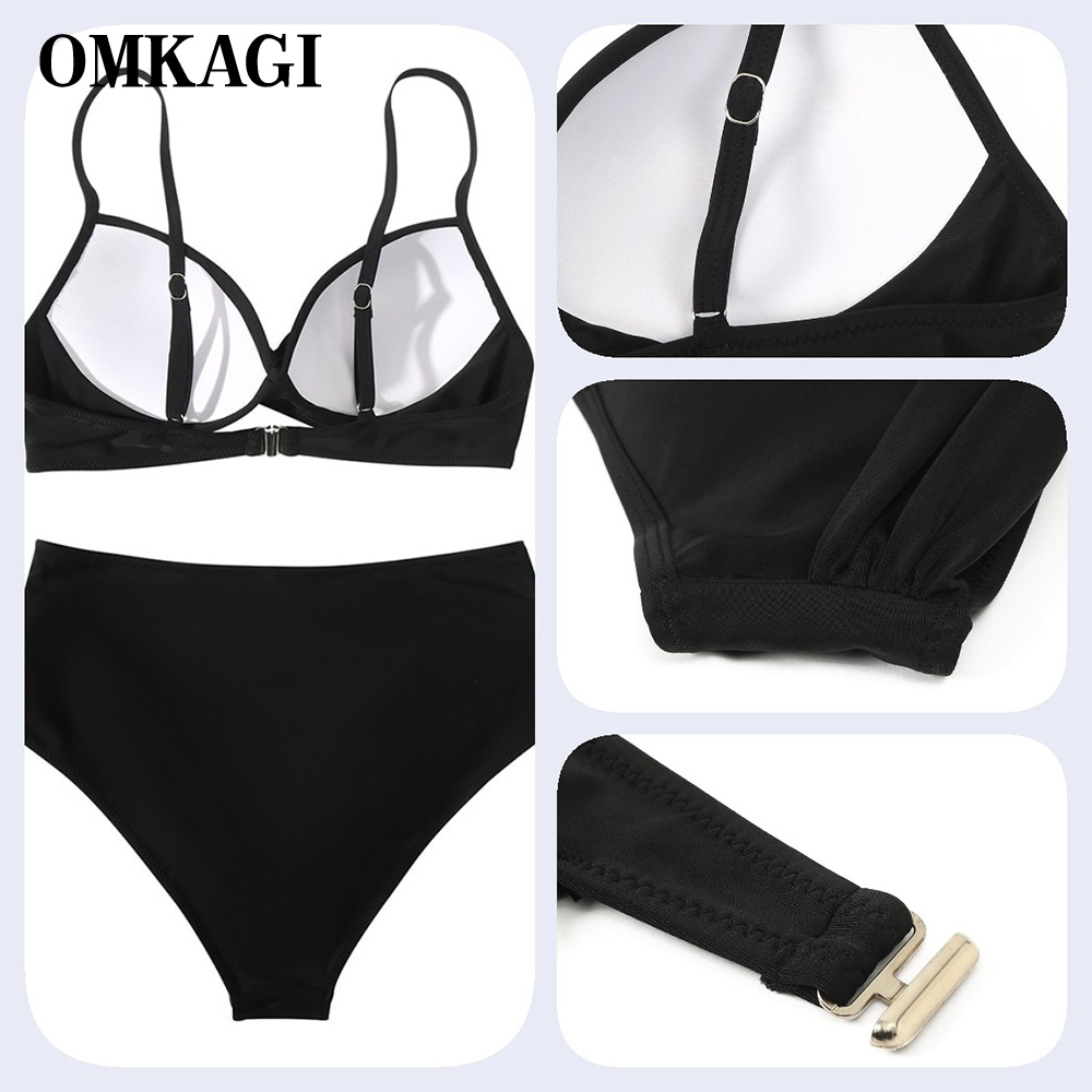 OMKAGI High Waist Bikini 2023 Women's Sexy Swimsuit Bikini Set Swimsuit Solid Srting Bathing Suit Print Push Up Swimwear Women