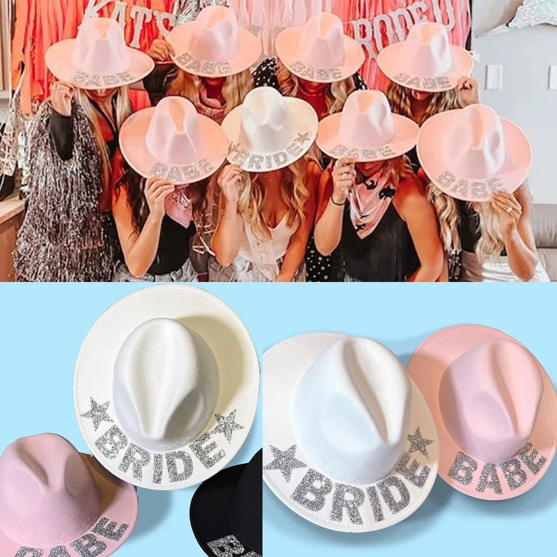 Bride Cowboy Hat new Mrs Cowgirl Hat 2025 For Bridal Party Bride Fedora Bachelorette Party Hats Cowgirl Hat Bridal Party Props