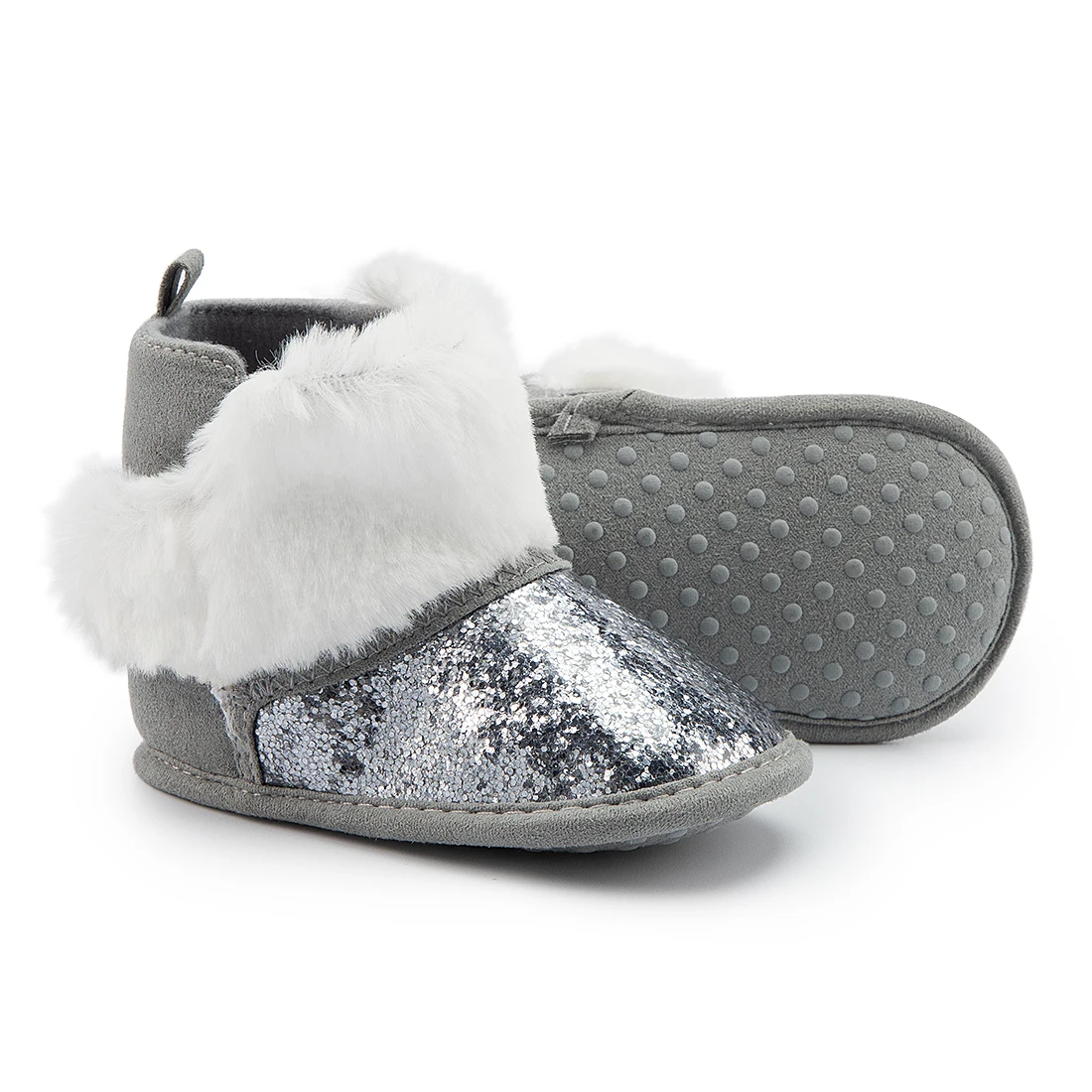 Sequin Newborn Baby Boys Girls Boots Warm Fluffy Soft Anti-slip Toddler First Walkers Multicolor Winter Infant Baby Shoes 0-18M
