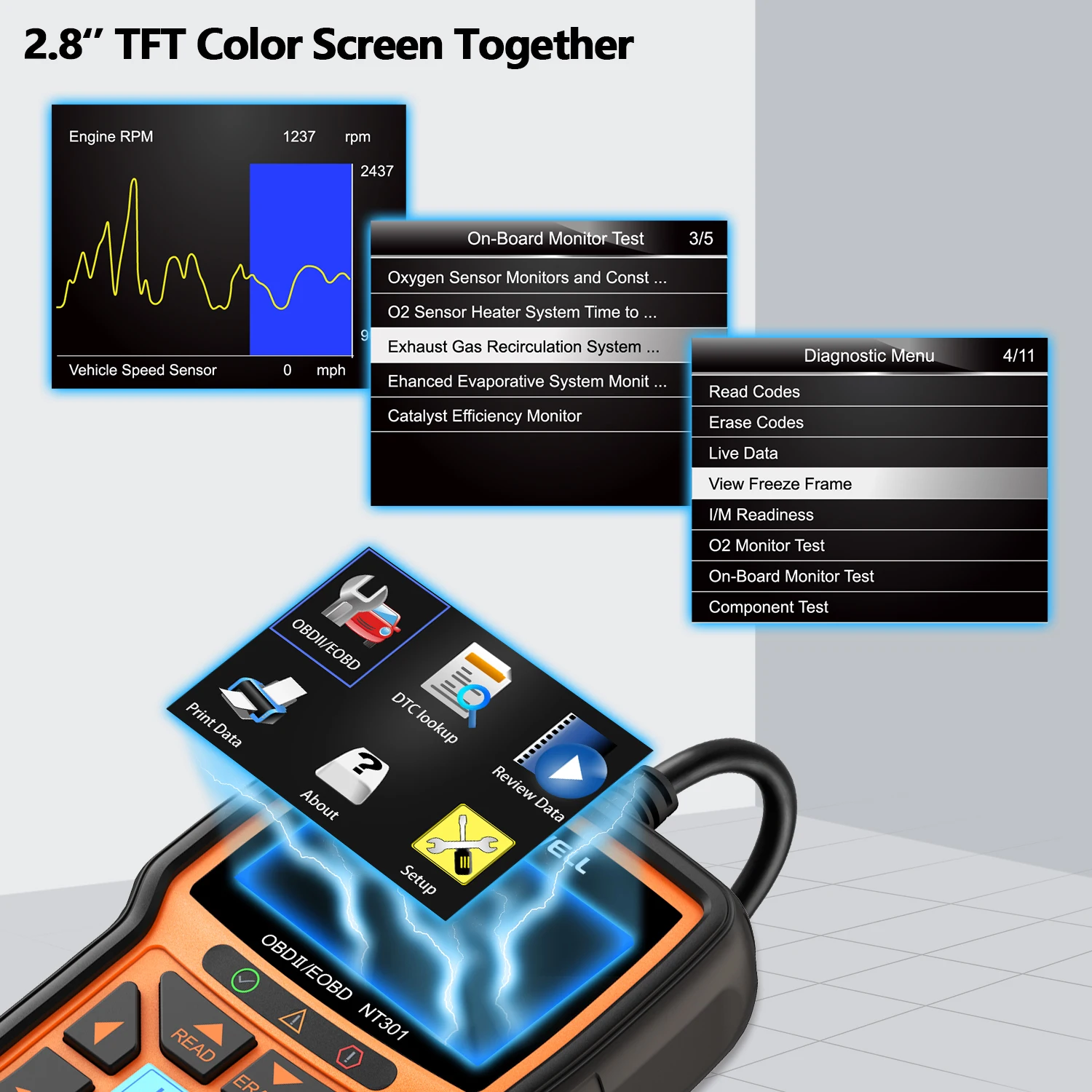 FOXWELL NT301 OBD2 Car Diagnostic Scanner Check Engine Light Code Reader Professional OBD2 Automotive Diagnostic Scan Tools