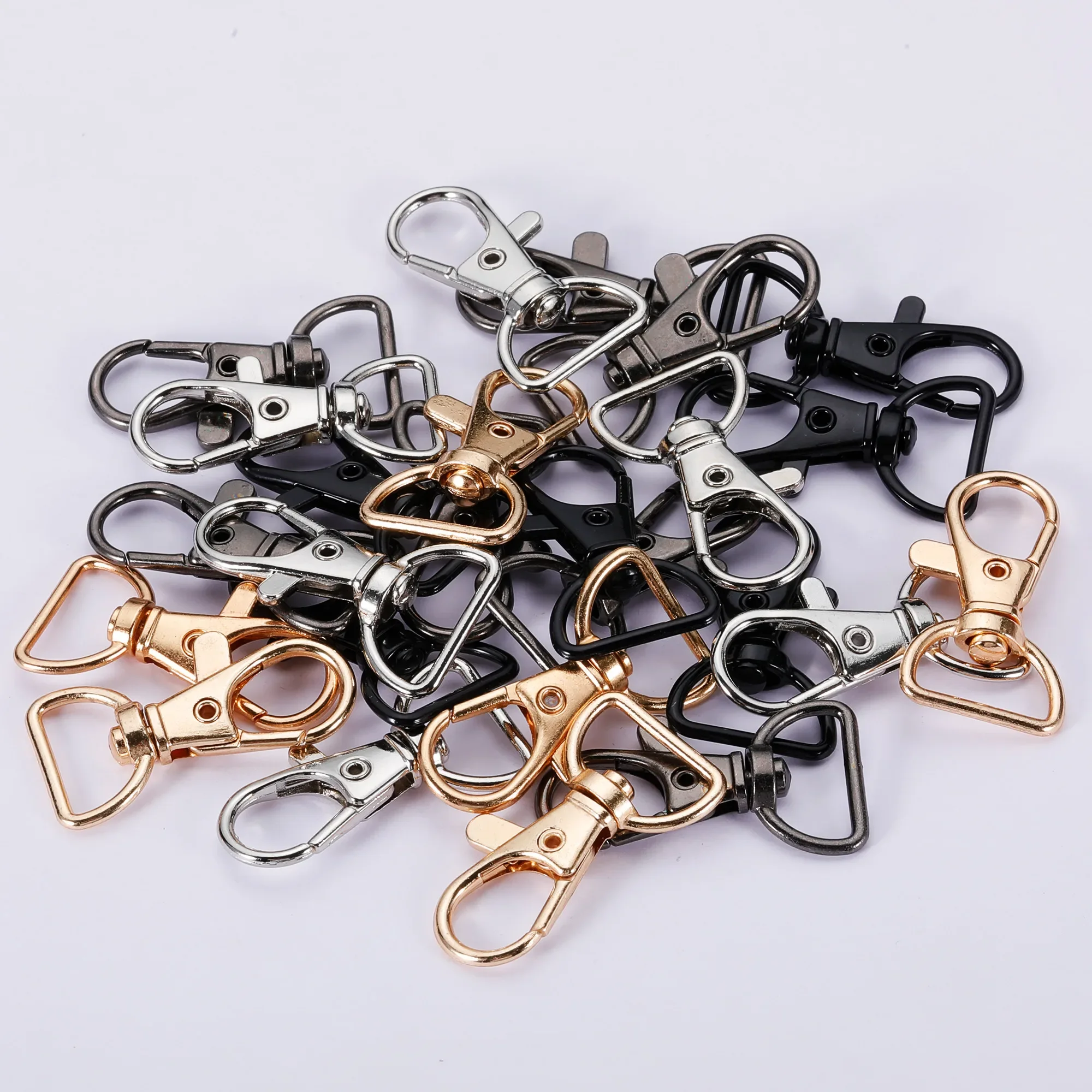 5/10/20pcs Swivel new Clasps with D Ring Lanyard Snap 2025 Hooks Keychain Clip Hook Metal Lobster Claw Clasp for Keyrings Crafting Sewing